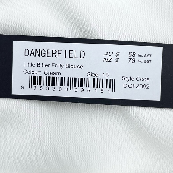 NWT Dangerfield White/Red Retro Little Bitter Frilly Cottage Blouse Top Size 18 - Picture 9 of 11